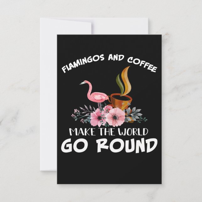 Flamingo Gift| Flamingo och kaffe Tack Kort (Framsida)