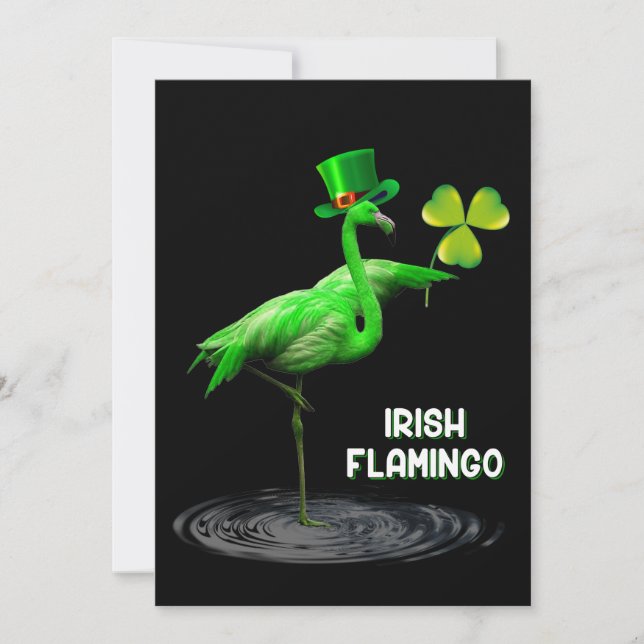 Flamingo Gift | Irish Flamingo Grönt Julkort (Framsida)