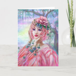 Flamingo Girl, vackert hälsningskort Kort