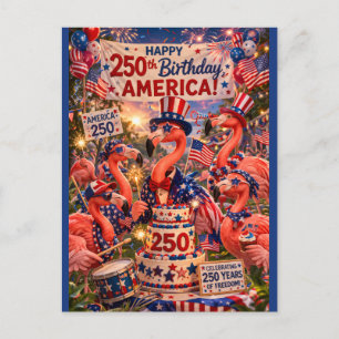 Flamingo Glad 250-årsdag Amerika 4 juli Helg Vykort