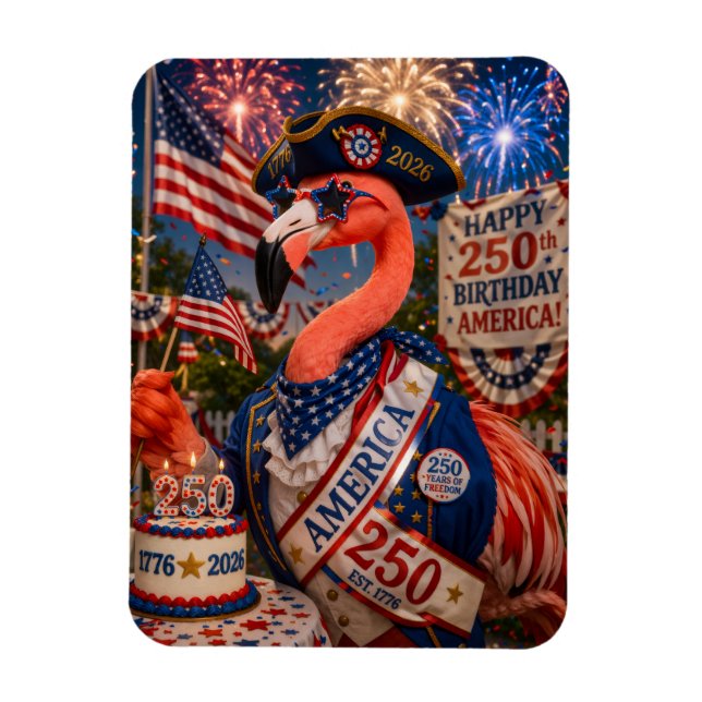 Flamingo Glad 250-årsdag Amerika 4 juli Magnet (Vertikal)