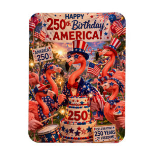 Flamingo Glad 250-årsdag Amerika 4 juli Magnet