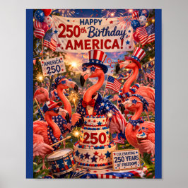 Flamingo Glad 250-årsdag Amerika 4 juli Poster