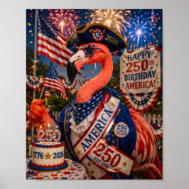 Flamingo Glad 250-årsdag Amerika 4 juli Poster