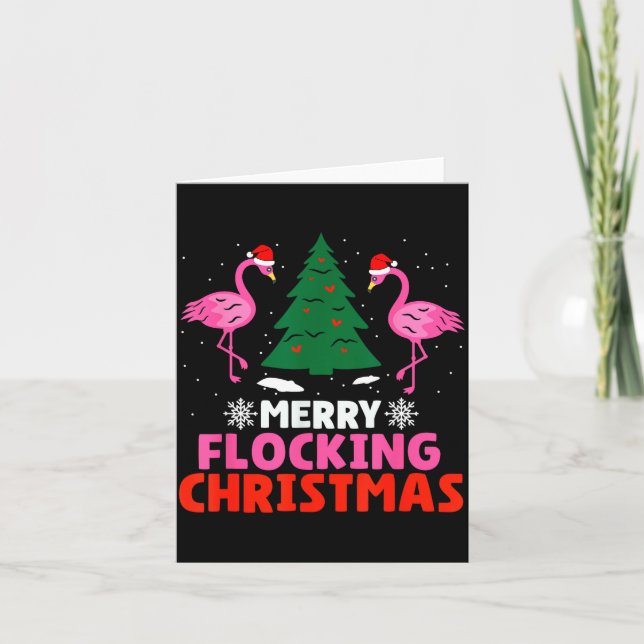 Flamingo Glad Flockande Jul Rolig Julklapp Män Kort (Framsida)
