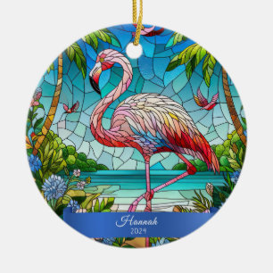 Flamingo Glasmålning Utseende Personlig Tropisk Julgransprydnad Keramik
