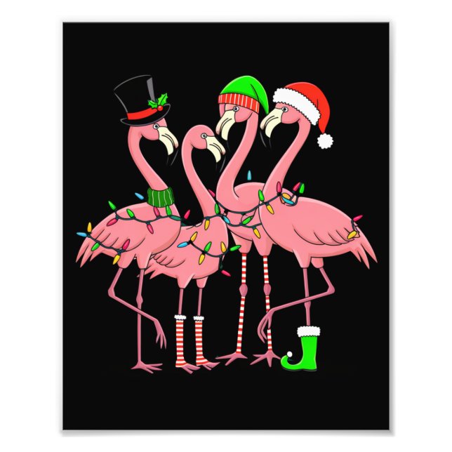 Flamingo God jul Funny Flamingo Älskare Gift Fototryck (Framsidan)