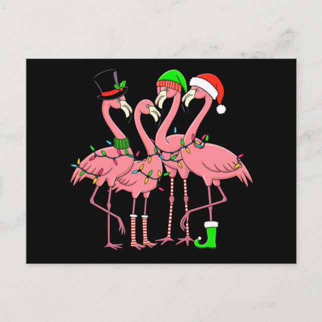 Flamingo God jul Funny Flamingo Älskare Gift Helg Vykort (Framsida)
