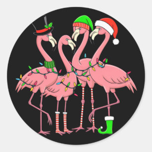Flamingo God jul Funny Flamingo Älskare Gift Runt Klistermärke