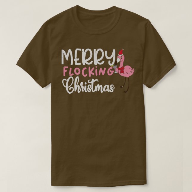Flamingo God jul i juli, Santa Cap Funny T Shirt (Design framsida)