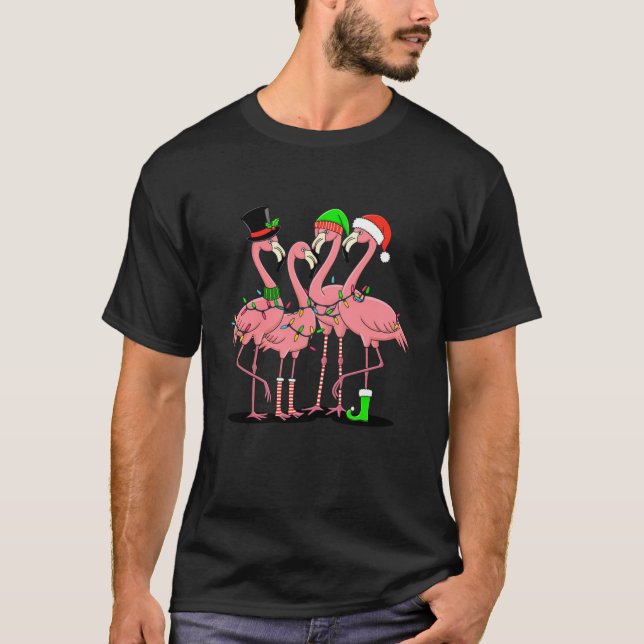 Flamingo God Jul Rolig Flamingo Älskare Present T Shirt (Framsida)