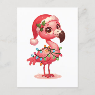 Flamingo God jul Winter Animals Flamingos Helg Vykort