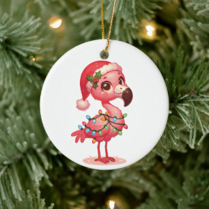 Flamingo God jul Winter Animals Flamingos Julgransprydnad Keramik