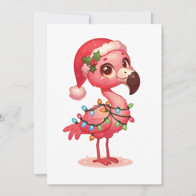 Flamingo God jul Winter Animals Flamingos Julkort (Framsida)