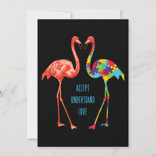 Flamingo Godkänn Kärlek Autism Flamingo Tack Kort