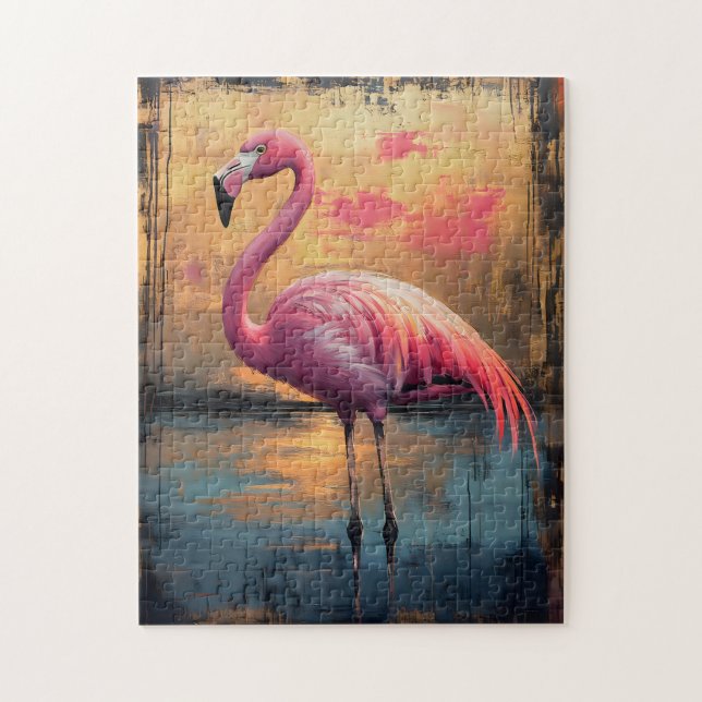 Flamingo Golden Sunset Paint Pussel (Vertikal)