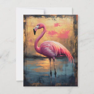 Flamingo Golden Sunset Paint Vykort