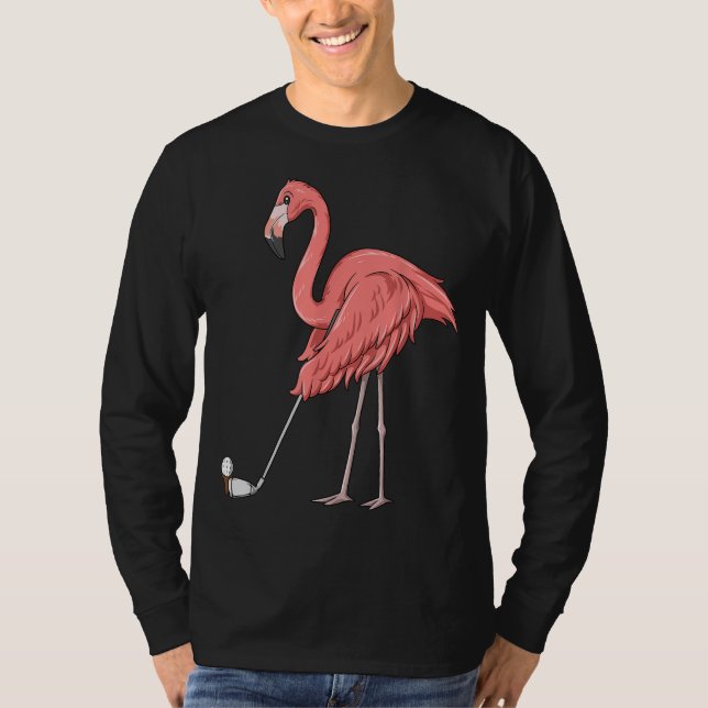 Flamingo Golf Flamingo Spela Golf Golfer T Shirt (Framsida)