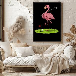 Flamingo Golfer på Grönten Poster