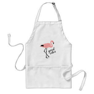 Flamingo Good Vibes Rosa Black Cute Apron Förkläde