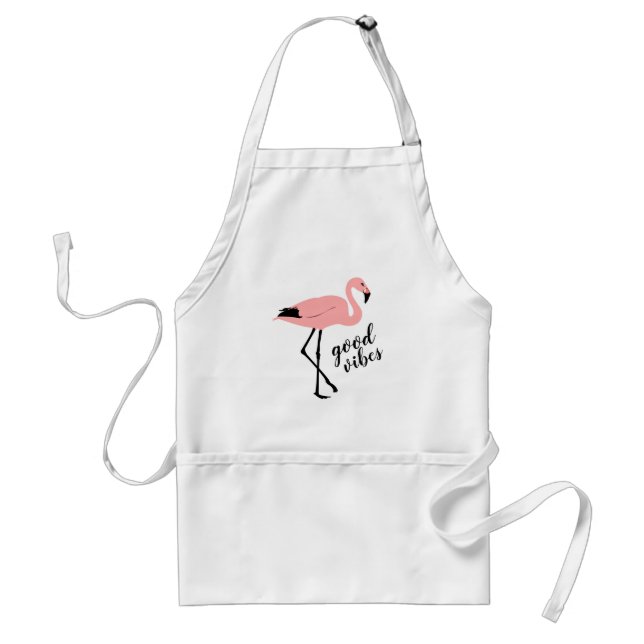 Flamingo Good Vibes Rosa Black Cute Apron Förkläde (Framsidan)