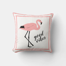 Flamingo Good Vibes Rosa Black Cute Dekorativ kudd Kudde