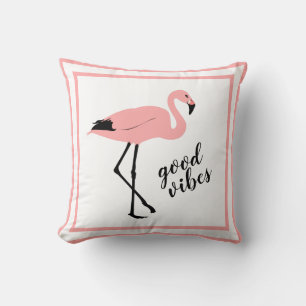 Flamingo Good Vibes Rosa Black Cute Dekorativ kudd Kudde