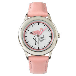 Flamingo Good Vibes Rosa Black Cute Watch Armbandsur