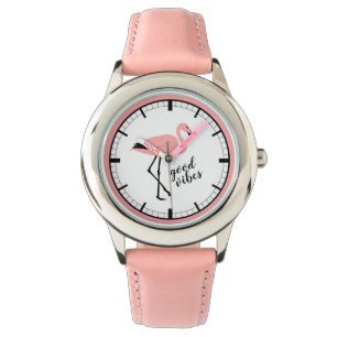 Flamingo Good Vibes Rosa Black Cute Watch Armbandsur