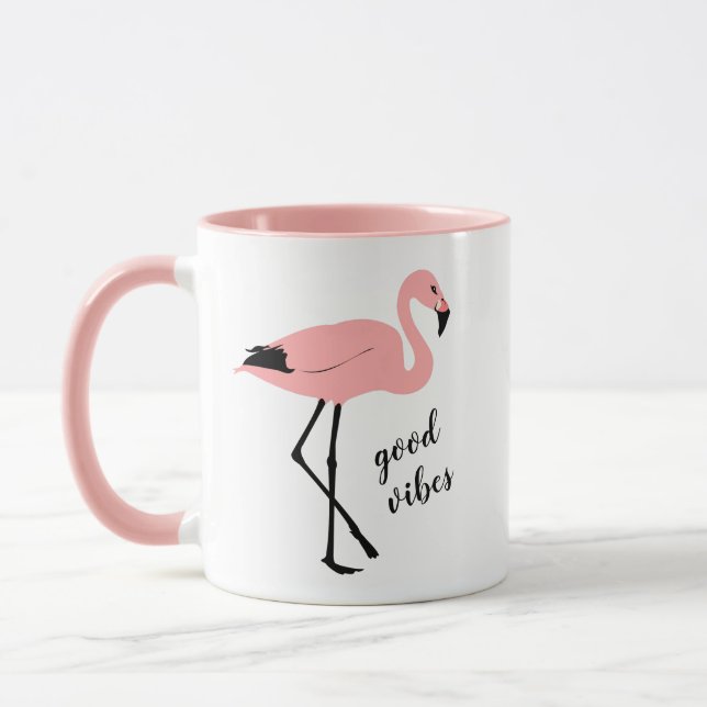 Flamingo Good Vibes Rosa Black Mugg (Vänster)