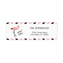 Flamingo Good Vibes Rosa Return Address Label