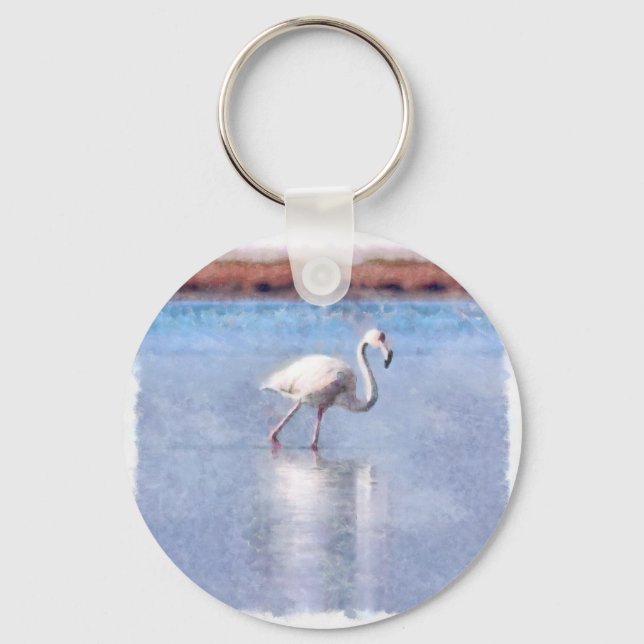 Flamingo Grace och skönhetsvattenfärg Nyckelring (Framsida)