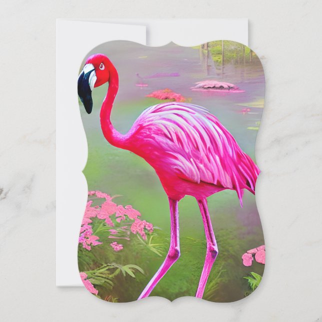 Flamingo-grafik med vattenfärg anteckningskort (Framsida)