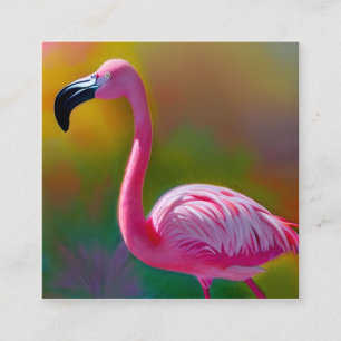 Flamingo-grafik med vattenfärg fyrkantigt visitkort