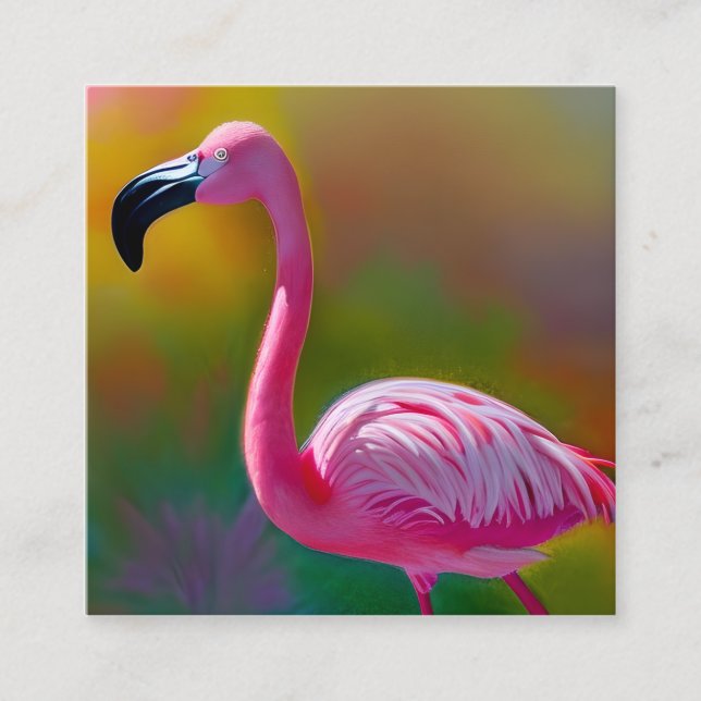 Flamingo-grafik med vattenfärg fyrkantigt visitkort (Framsida)