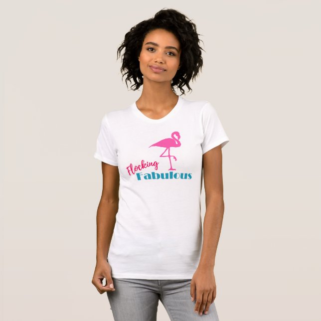 Flamingo-grafiktypgrafi med flytande Rosa T-shirt (Hel framsida)