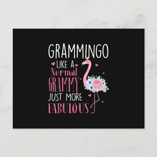 Flamingo Grammingo som en vanlig Grammy-gåva Vykort (Framsida)