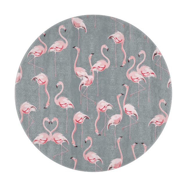 Flamingo Grått: Vintage Sömlöst Mönster. (Framsidan)