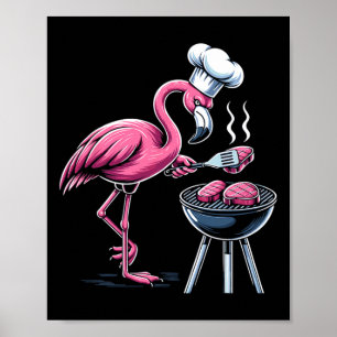 Flamingo Grilling Grill Rbecue Bbq För manar kvinn Poster