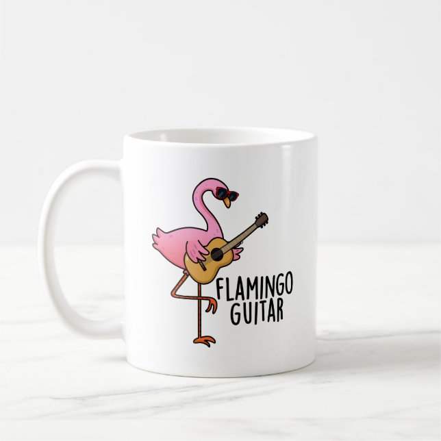 Flamingo Guitar Funny Music Pun Kaffemugg (Vänster)