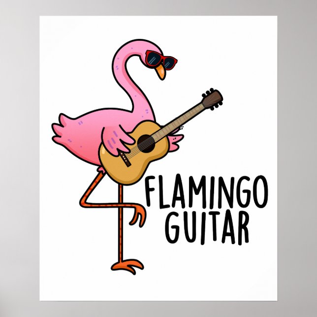 Flamingo Guitar Funny Music Pun Poster (Framsidan)