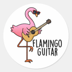 Flamingo Guitar Funny Music Pun Runt Klistermärke