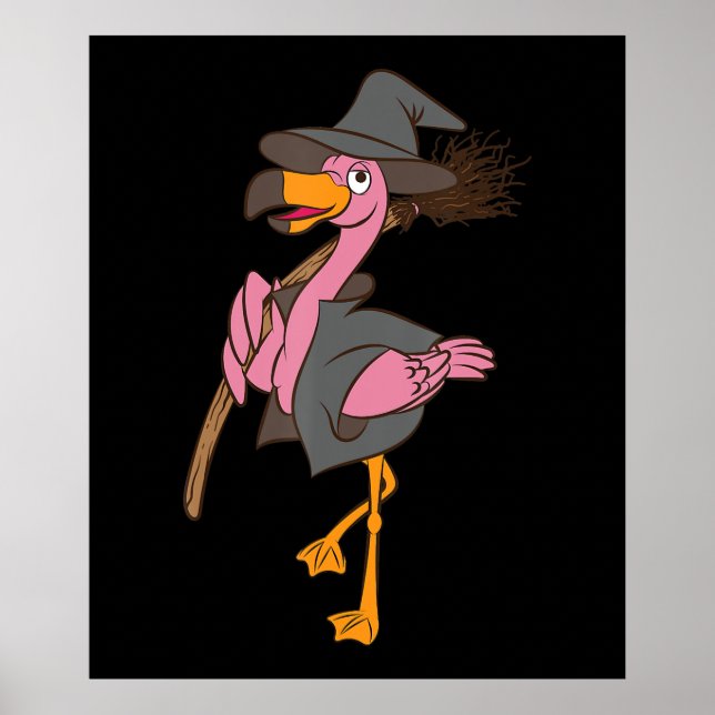 Flamingo | Halloween Flamingo Witch Coola Rosa Bir Poster (Framsidan)