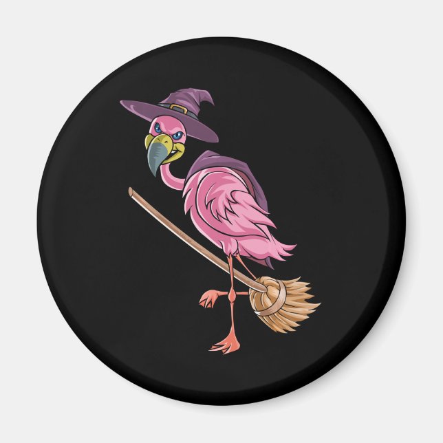 Flamingo | Halloween Flamingo Witch Scary Party Magnet (Framsidan)