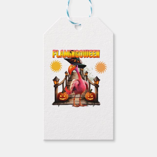 Flamingo Halloween Presentetikett (Framsidan)