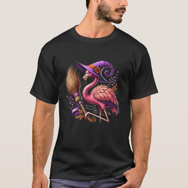 Flamingo Halloween Spooky Wading Bird Scary Trick T Shirt (Framsida)