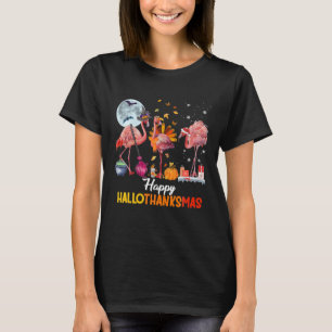 Flamingo Halloween Thanksgiving and Merry T Shirt