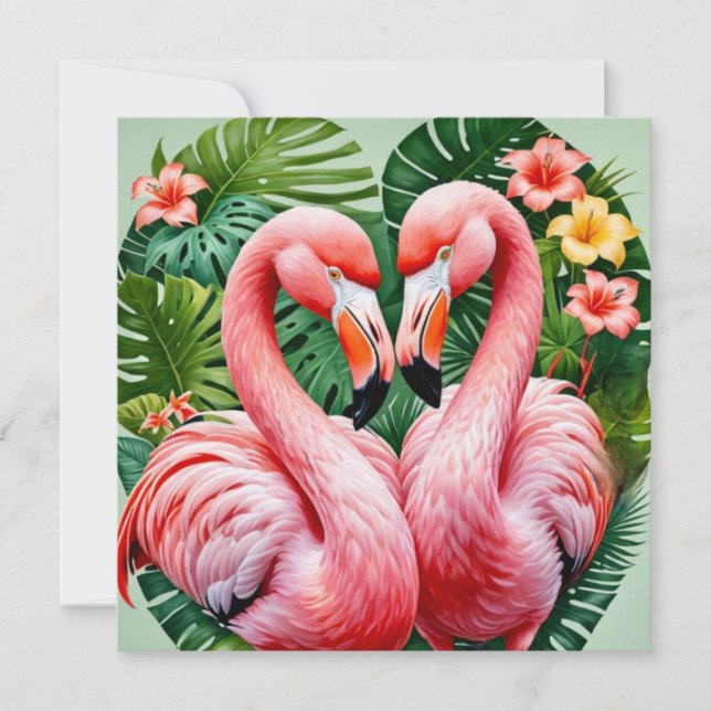 flamingo hälsning-kort inbjudningar (Framsida)