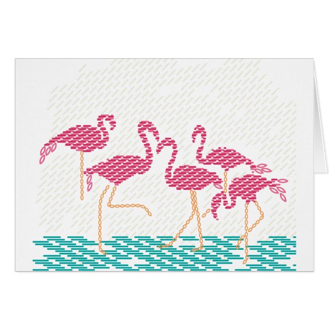 flamingo hälsningskort (Framsidan Horizontal)