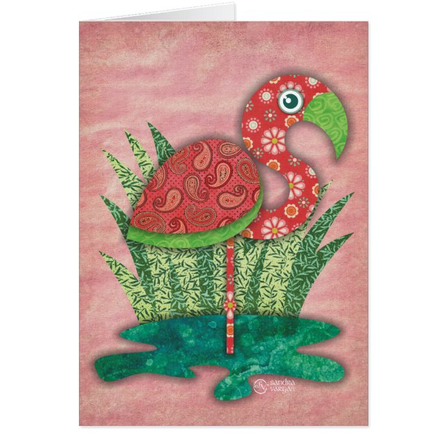 flamingo hälsningskort (Framsidan)